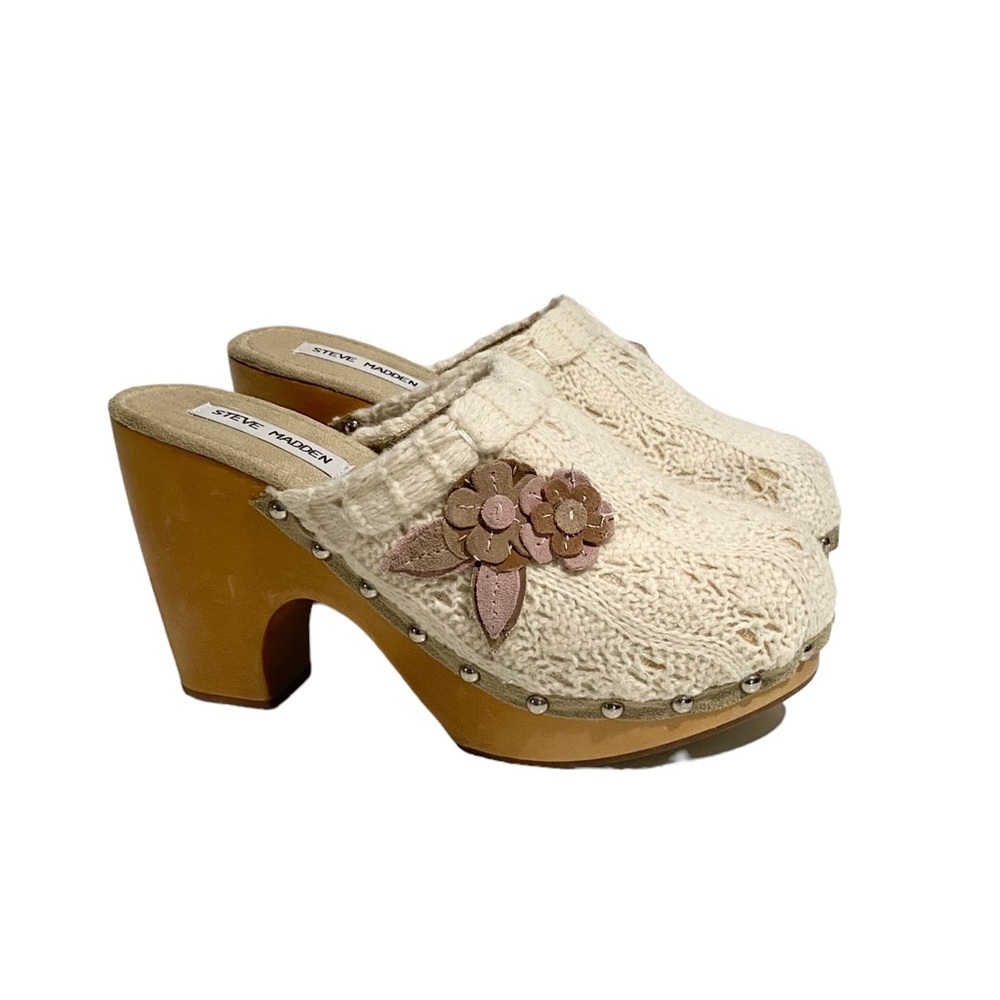 Steve Madden Magnify Wooden Studded Platform Clog Mules